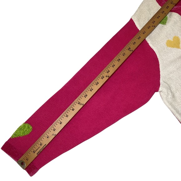 The Quacker Factory Womens Heart Sequin Cardigan Pink White Sweater 1X - Picture 13 of 15